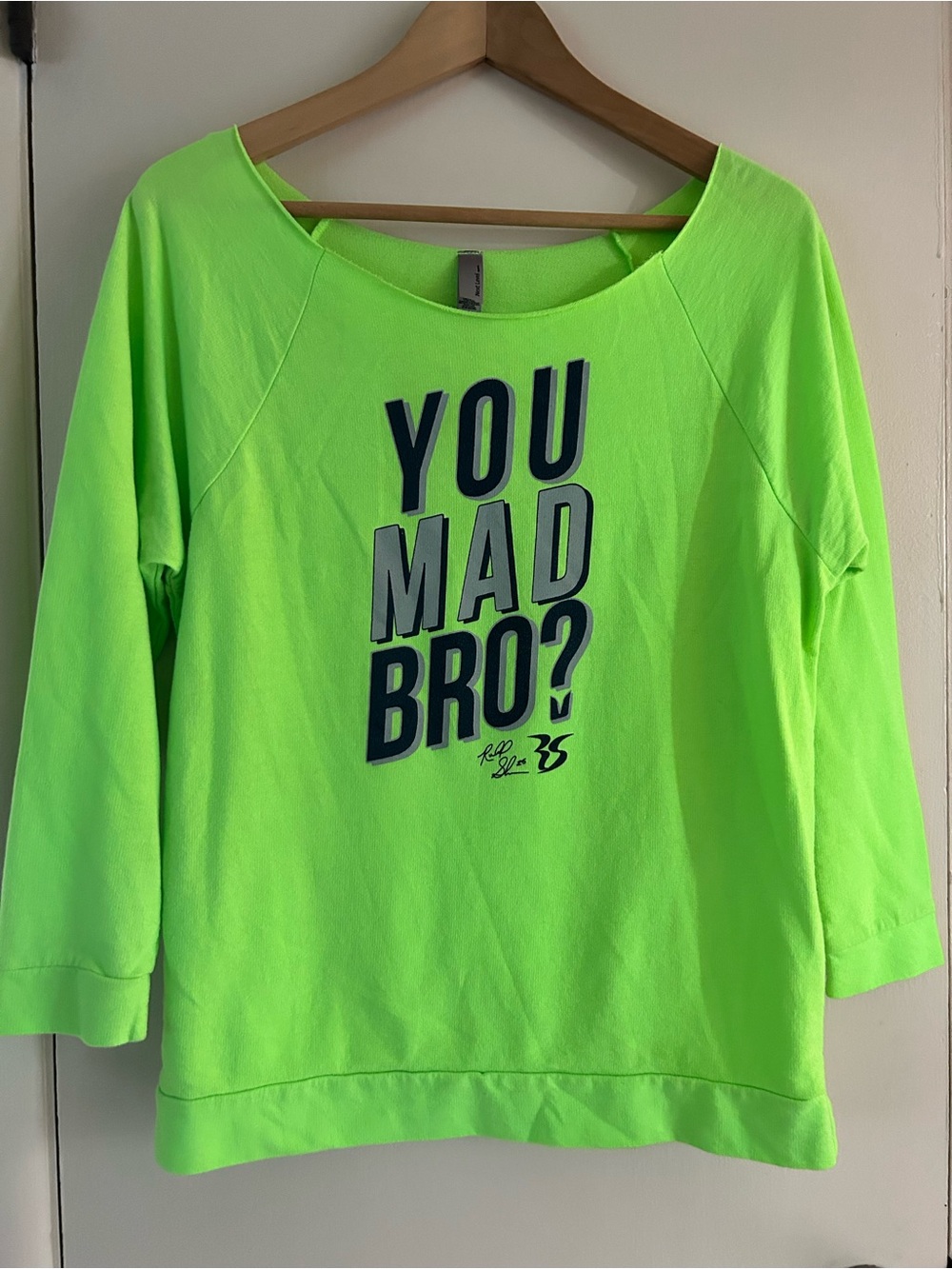 Richard Sherman Neon Green Graphic Sweatshirt - You Mad Bro?